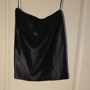 Elegant Black Mini Skirt Zipper In Back And Small Slit In Front